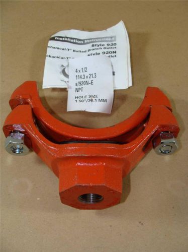 New victaulic 4&#034; x 1/2&#034; npt 920n series mechanical-t tee bolted branch outlet for sale