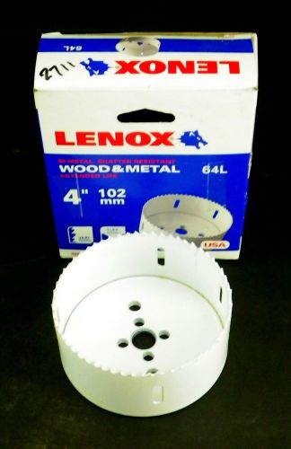 LENOX 30064 64L 4&#034; Inch 102mm Bi Metal Wood &amp; Metal Hole Saw Made in USA 7K