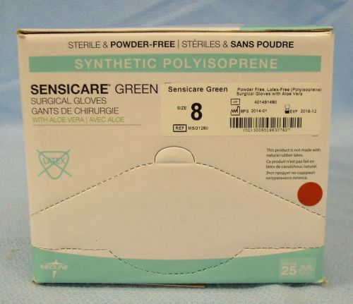 1 Box/25pr  Medline Sensicare Green Surgical Gloves #MSG1280
