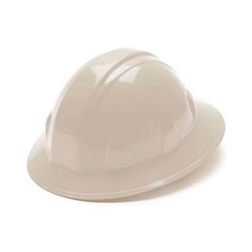 Pyramex 4 point white full brim safety hard hat ratchet suspension 1 case for sale