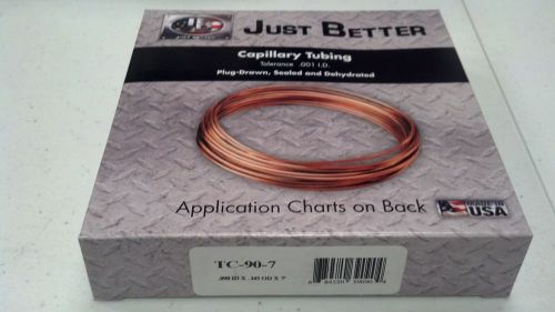 Capillary Tubing, JB Industries, COPPER,  .090 ID x .145 OD x  7 Feet, #TC-90-7