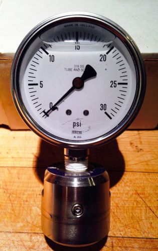 Pressure gauge with snuber all stainless enfm 7221 0-30psi for sale