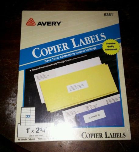 Pres-A-Ply Copier Labels, 1&#034; x 2-3/4&#034;, White, 3300 Labels / Box 100 Sheets