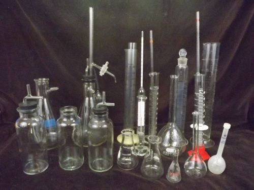 Create your own lab,25+ pieces laboratory bottles pyrex tekk millipore kimax for sale