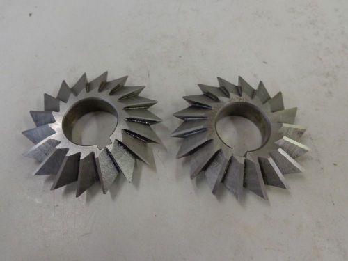(2) double angle milling cutters 2-3/4 x 1/2 x 1 x 45 deg hss    stk 2567 for sale
