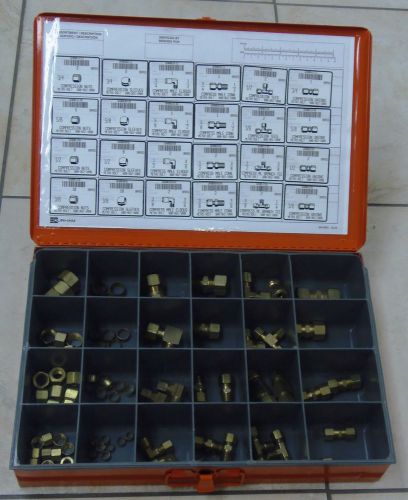 LARGE COMPRESSION FITTINGS, 78 PIECE BRASS ASSORTMENT with Carrying/Storage Case