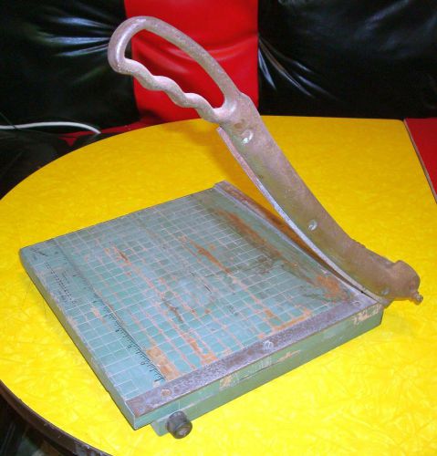 Vintage green heavy duty 11 inch Premiere paper cutter by Photo Materials Co.