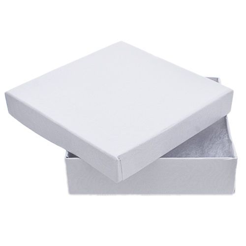 NEW,JEWELRY GIFT BOXES,1 CASE OF 100,# 53,WHITE,COTTON FILLED,5&#034; X 3 3/4&#034;,NIB