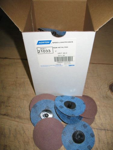 50 pack 3&#034; norton sanding discs 60 grit roloc abrasive pads auto body type r for sale
