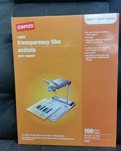 Staples Transparency Copy Film, Aceate, 100/Bx ~ Free Shipping