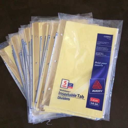 24 Avery Worksaver Insertable Tab Index Dividers Five-Tab 8-1/2 x 5-1/2 Clear