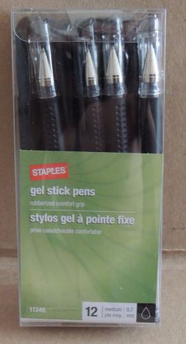 Staples 12 Gel Stick Pens 11246 0.7mm Medium Black