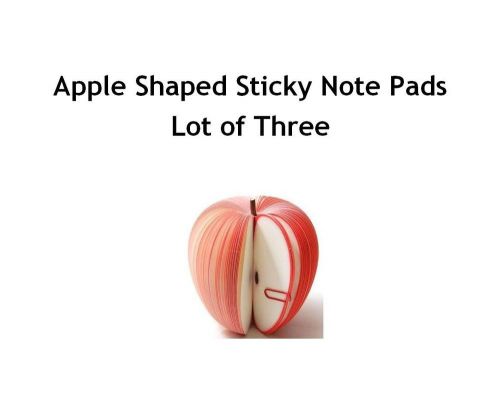Sticky Note Pads Red Apple Shaped Lot of 3