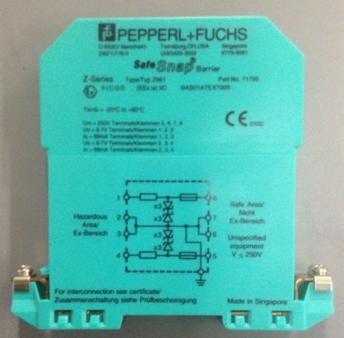 Pepperl Fuchs Z961 Safe Snap Barrier, 250V, Intrinsically Safe, 71795, 2 Channel