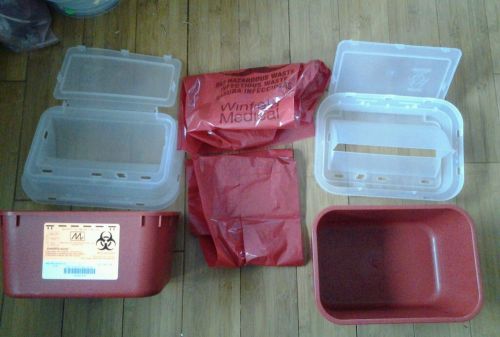 2 lot sharps-tainer one 1 gallon biohazard medical used needle container waste