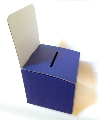 10 Corrugated Ballot Boxes - Royal Blue with White Header Card 10&#034; x 10&#034; x 9-10&#034;