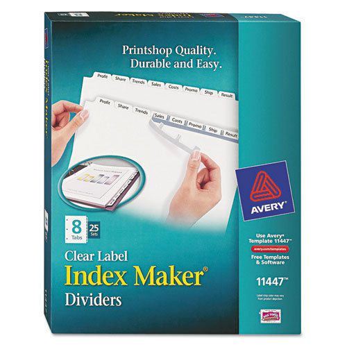Avery Dennison 11447 Index Maker, Laser, Punched, 8-Tab, 25/ST, White