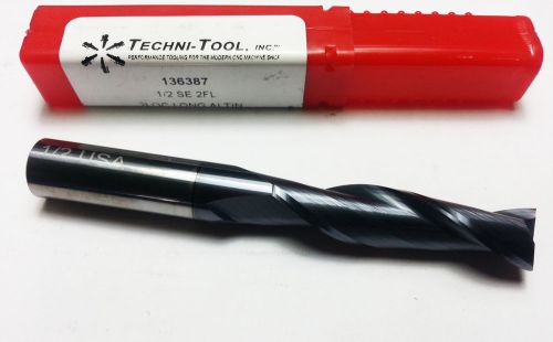 1/2&#034; Techni-Tool Solid Carbide 2 Flute ALTiN Long End Mill O 646