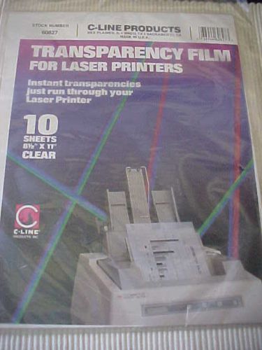 Transparency Film for Laser Printers Clear 8-1/2 x 11 10 Sheets #60827C-Line NEW