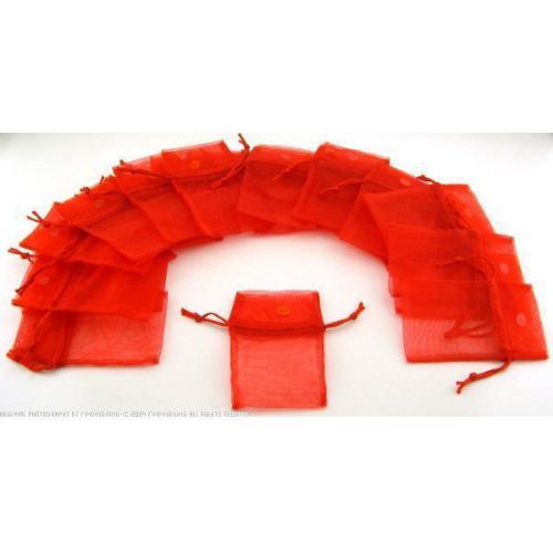 24 Red Organza Drawstring Jewelry Pouches 3&#034;