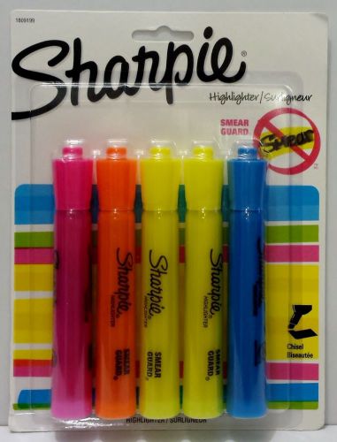 Sharpie Accent Highlighter Tank Style Chisel Tip, Assorted Colors, Pack of 5
