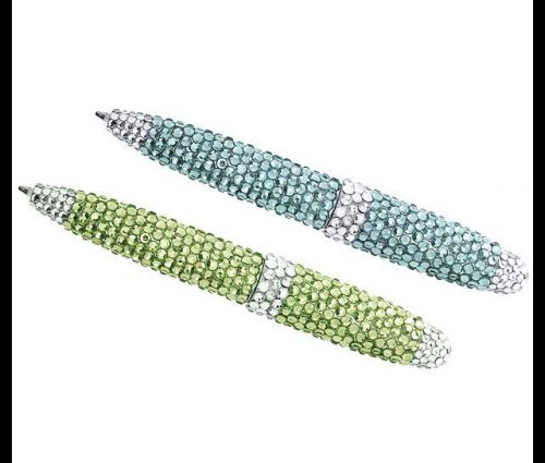 Set of 2 Shimmering Gem Pens by Lori Greiner COLOR BLUE &amp; GREEN