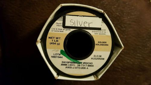 Silver solder, kester, .8mm (0.031&#034;) sn10pb88ag02 #50/245. 1 lb roll for sale
