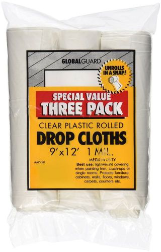 Plastic drop cloth 9-feet by 12-feet 3-pack premier paint roller 69730 for sale