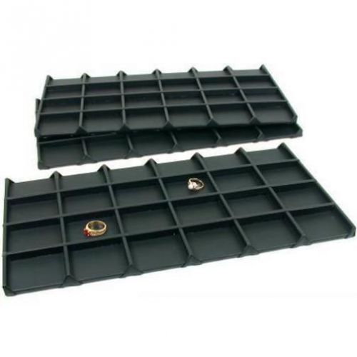 3 Black Faux Leather 24 Compartment Display Tray Insert