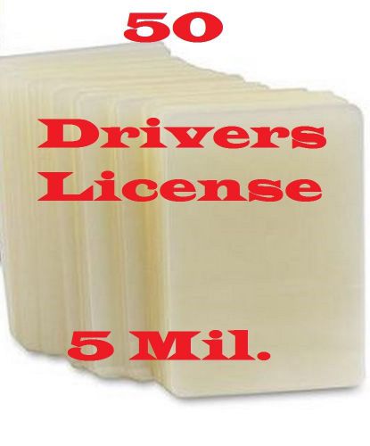 Drivers License 50 PK 5 mil Laminating Laminator Pouch Sheets 2-3/8 x 3-5/8