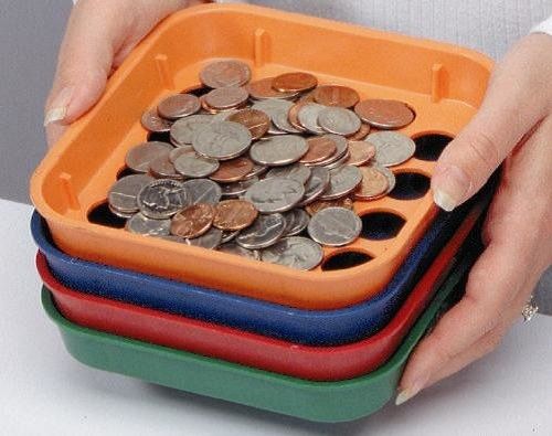 Speed Sort Coin Sorting Trays, 4 Color-Coded Trays for Pennies...