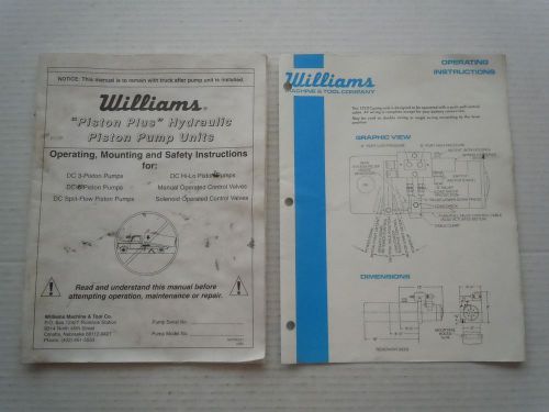 Williams “Piston Plus” Hydraulic Piston Pump &amp; 12VDC Pump Units Instructions
