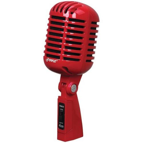 Pyle PDMICR42R Classic Retro-Style Dynamic Vocal Microphone Red