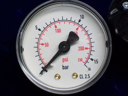 Guage 2&#034;  200 psi air compressor  parts gauges 0 - 230 psi  16 bar used tools for sale