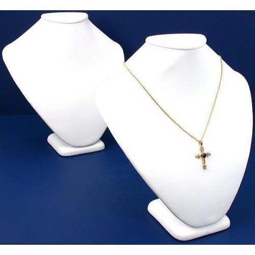 2 White Faux Leather Necklace Bust Jewelry Display 8.5&#034;
