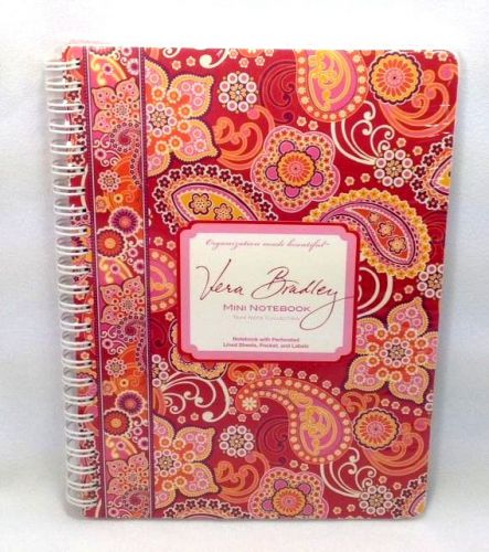 Vera Bradley Raspberry Fizz Mini Notebook Spiral New Red Journal Labels School