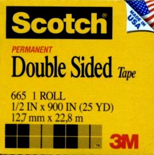 4 Rolls SCOTCH TAPE PERMENANT DOUBLE SIDED ITEM #665 1/2 INCH deep discount