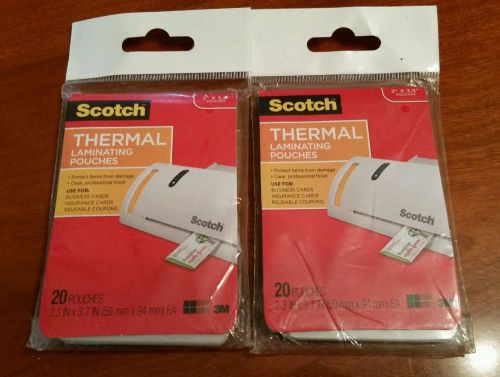 (Pack of 2) 3M Scotch TP5851-20 Thermal Laminating PouchesCard Size 2&#034; x 3.5&#034;