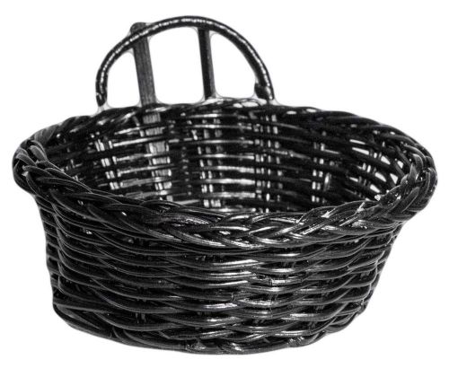 4.5 Inch Black Gloss Round Woven Display Basket with Card Holder