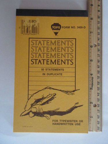 Tops 3409D Statement Forms Tablet - Pad of 50 5&#034; x 8&#034; Statements in Duplicate