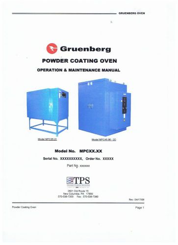 Gruenberg Industrial High Temp. Oven Powder Coating 2002