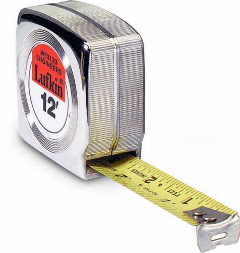 Lufkin Engineers Chrome Tape Measure, 3/4&#034; x 12’, Model W9312D