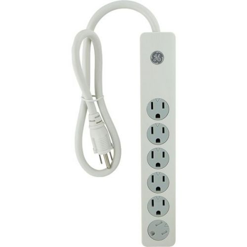 GE 14628 Surge Protector 6 Outlets White 2&#039; Cord