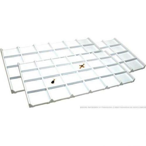 3 white faux leather 24 compartment display tray insert for sale