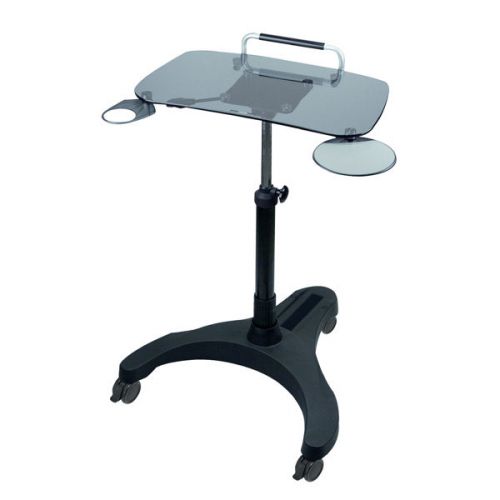 Sit/stand mobile laptop workstation (glass) for sale