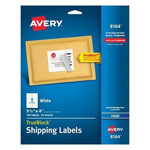 Avery Shipping Labels for Ink Jet Printers with TrueBlock Technology, 3.33 x 4