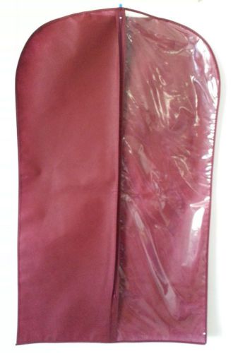 100  24x40&#034; two tone clear + non woven zipper garment bag burgundy apparel bags for sale