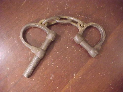Early Pair Of Steel Handcuffs With Key