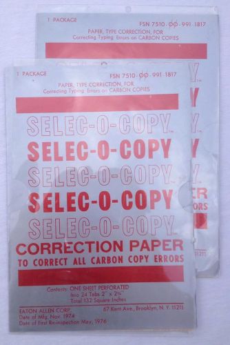 Selec-O-Copy Typewriter Correction Paper - 2 packs, 24 sheets each Vintage 1974