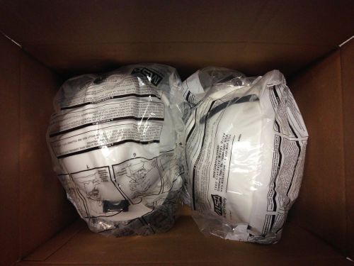 New lot of 5 - msa white safety hard hats with v-guard &amp; fas-trac adjustable for sale